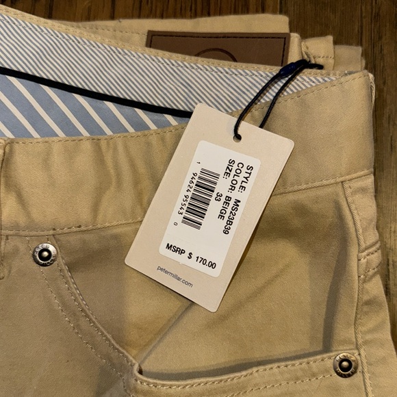 Peter Millar Ultimate 5-Pocket Straight Leg Sateen Pants Beige / Khaki - Picture 6 of 14